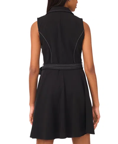 Msk Women's Sleeveless Self Belt Wrap Dress In Black