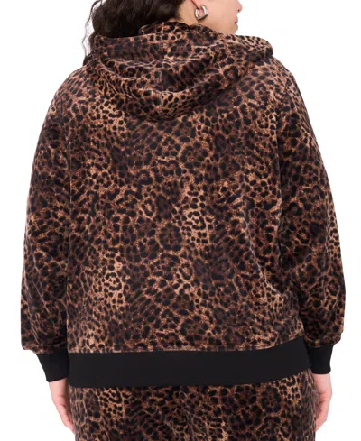 Vince Camuto Plus Size Velour Animal-print Zip-front Hoodie Jacket In Animal Print