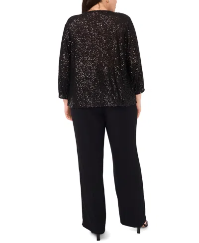 Vince Camuto Plus Size Drape Neck 3/4-sleeve Top In Black