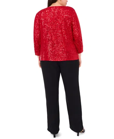 Vince Camuto Plus Size Drape Neck 3/4-sleeve Top In Red