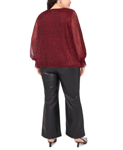 Vince Camuto Plus Size Metallic V-neck Blouse In Red