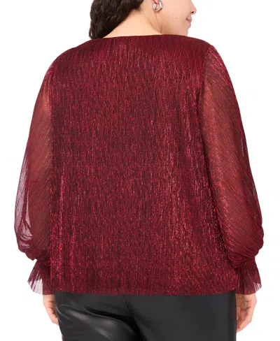 Vince Camuto Plus Size Metallic V-neck Blouse In Red