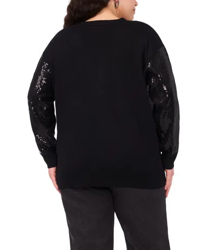 Vince Camuto Plus Size Sequined V-neck Cardigan Sweater In Black