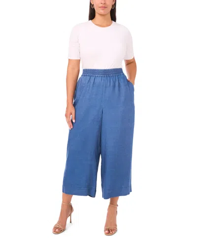 Vince Camuto Plus Size Smocked Waist Wide Leg Pants In Blue