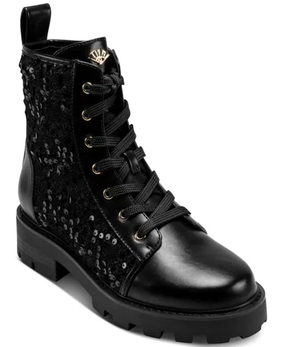 Karl Lagerfeld Women's Marlee Sequin Combat Boots In Animal Print