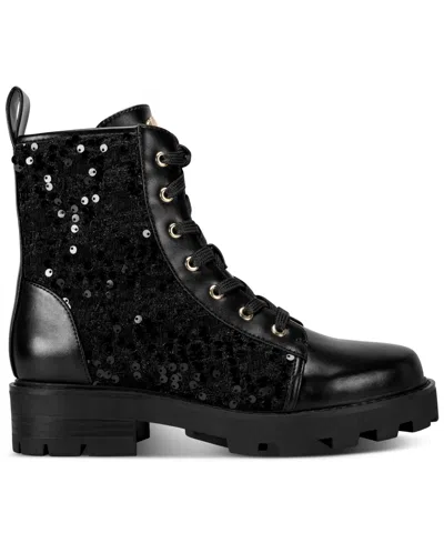 Karl Lagerfeld Women's Marlee Sequin Combat Boots In Animal Print
