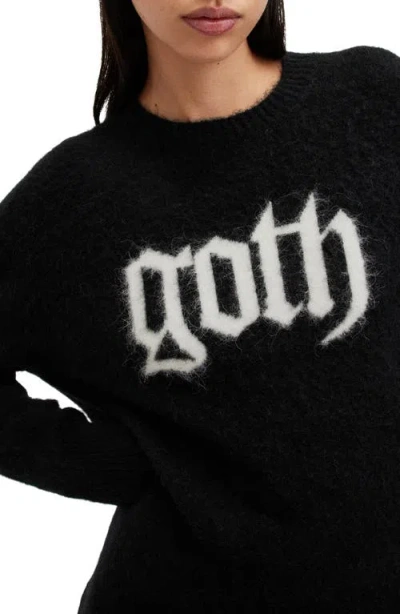 Allsaints Goth Intarsia Crewneck Sweater In Black