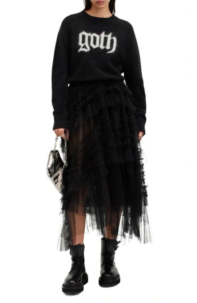 Allsaints Goth Intarsia Crewneck Sweater In Black