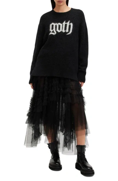 Allsaints Goth Intarsia Crewneck Sweater In Black