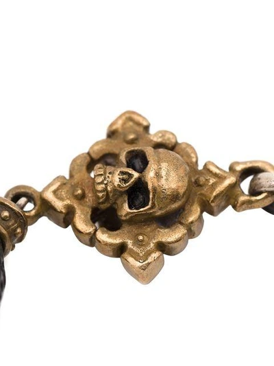Shop Roman Paul Skull Motif Beaded Bracelet - Metallic