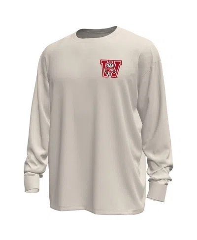 Under Armour Men's Cream Wisconsin Badgers Throwback Motion Heavyweight Long Sleeve T-shirt In Neutral