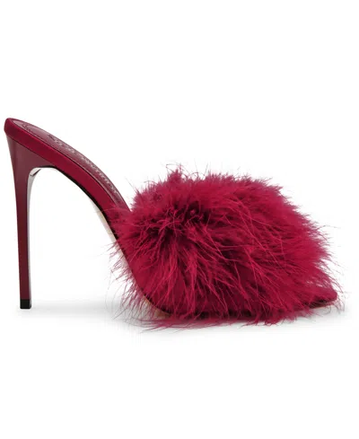 Steve Madden Ashbey Faux Feather Sandal In Red