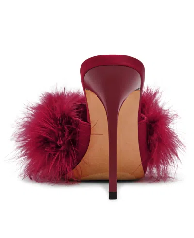 Steve Madden Ashbey Faux Feather Sandal In Red