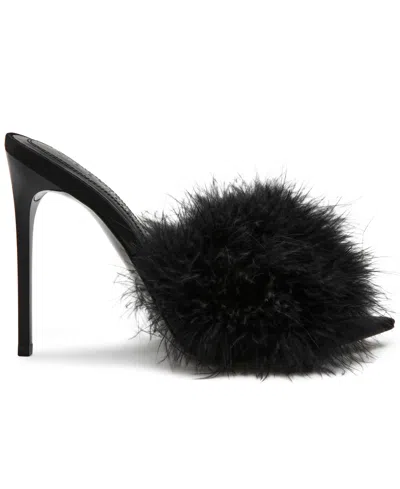 Steve Madden Ashbey Faux Feather Sandal In Black