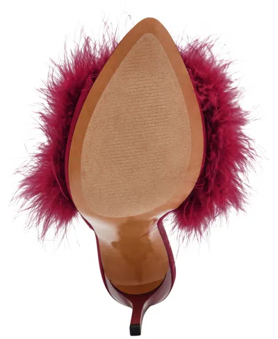 Steve Madden Ashbey Faux Feather Sandal In Red