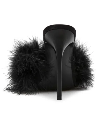 Steve Madden Ashbey Faux Feather Sandal In Black