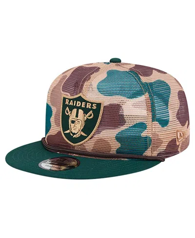 New Era Men's Camo Las Vegas Raiders Duck Camo 9fifty Snapback Hat In Green