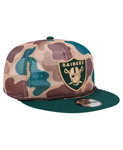 New Era Men's Camo Las Vegas Raiders Duck Camo 9fifty Snapback Hat In Green
