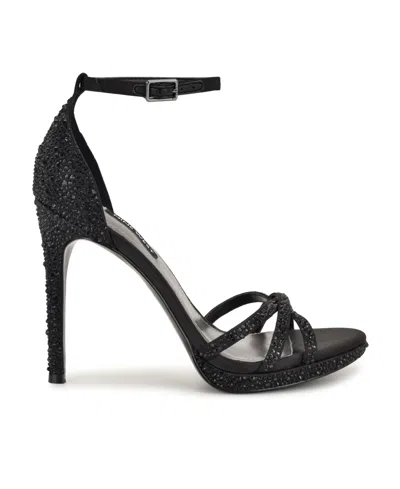 Nine West Lartay Platform Ankle Strap Sandal In Black