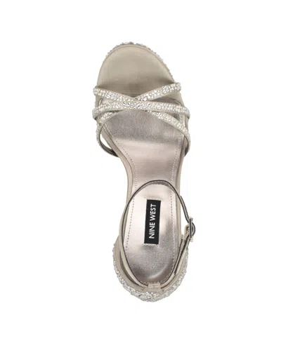 Nine West Lartay Platform Ankle Strap Sandal In Silver