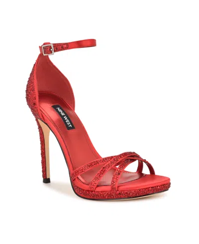 Nine West Lartay Platform Ankle Strap Sandal In Animal Print