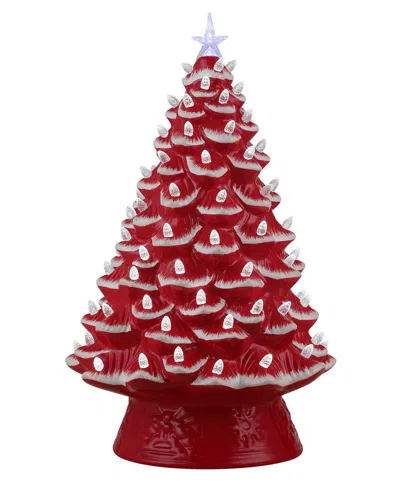 Mr. Christmas 18 " Nostalgic Ceramic Tree With White Lights In Red