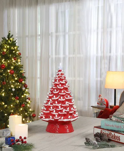Mr. Christmas 18 " Nostalgic Ceramic Tree With White Lights In Red