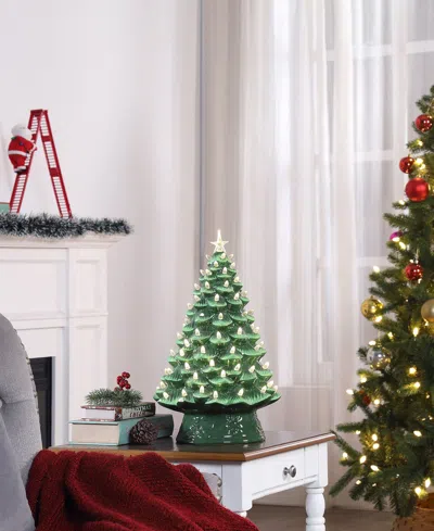 Mr. Christmas 18 " Nostalgic Ceramic Tree With White Lights In Green