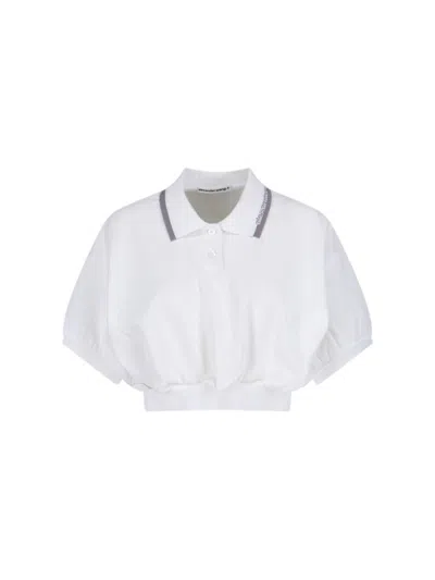 Alexander Wang Alexanderwang. T Relaxed Cropped Cinched Polo Top In White
