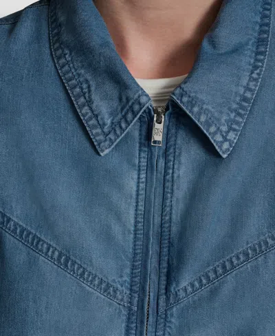 Dkny Women's Chambray Zip-front Bomber Jacket In Blue