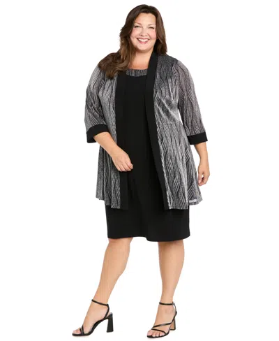 R & M Richards Plus Size Glitter Jacket Dress In Multi