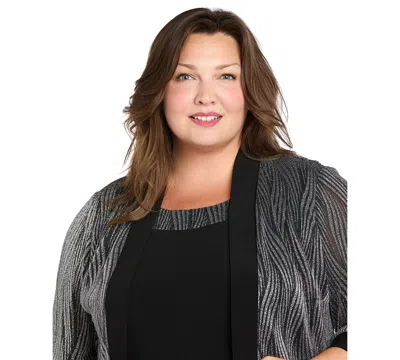 R & M Richards Plus Size Glitter Jacket Dress In Multi