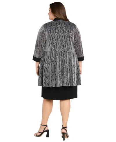 R & M Richards Plus Size Glitter Jacket Dress In Multi