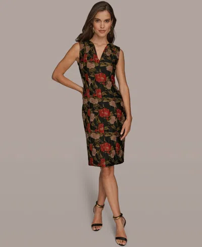 Donna Karan Petite Printed Jacquard Midi Dress In Brown