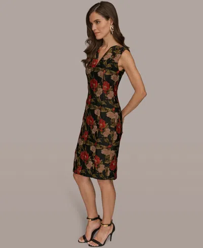 Donna Karan Petite Printed Jacquard Midi Dress In Brown