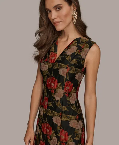 Donna Karan Petite Printed Jacquard Midi Dress In Brown