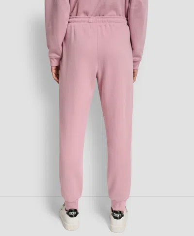 Dkny Women's Stacked Mini Rhinestone Logo Relaxed Cuff Jogger In Pink