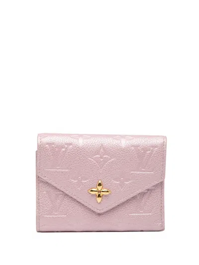 Pre-owned Louis Vuitton 2021-2025 Monogram Empreinte Flower Victorine Wallet Small Wallets In Purple