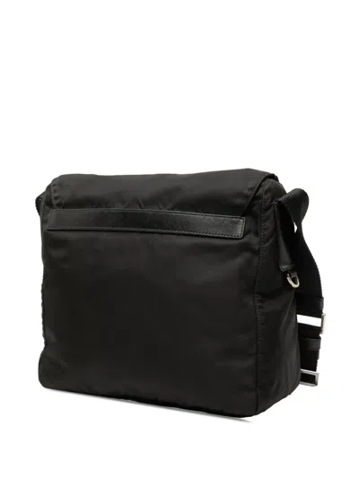 Pre-owned Prada 2013-2025 Tessuto Zip Buckle Messenger Bag Crossbody Bag In Black