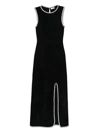 Sandro Embellished Split Maxi Dress In Black