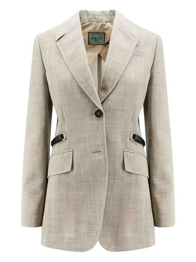 Durazzi Milano Buckle Blazer In Neutral