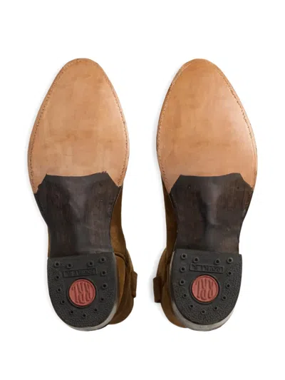 Rrl Suede Western Ankle Boots In Blue