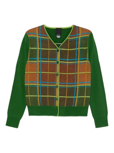 Anna Sui Plaid Cardigan In Green