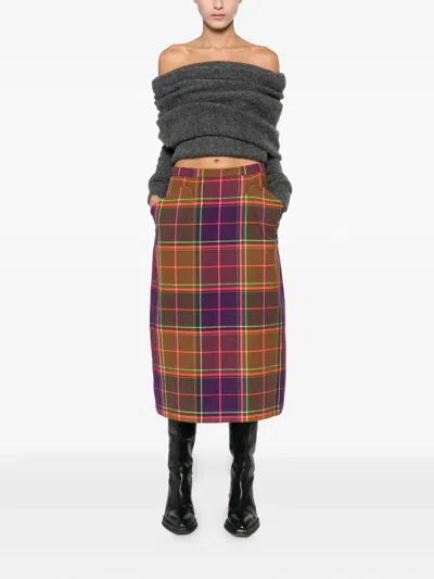 Anna Sui Plaid-pattern Midi Skirt In Multi