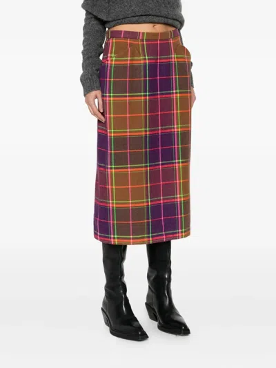 Anna Sui Plaid-pattern Midi Skirt In Multi