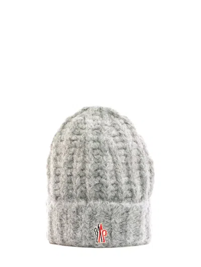 Moncler Logo-patch Beanie In Gray