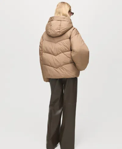 Mango Women's Short Oversized Hooded Anorak Coat In Brown