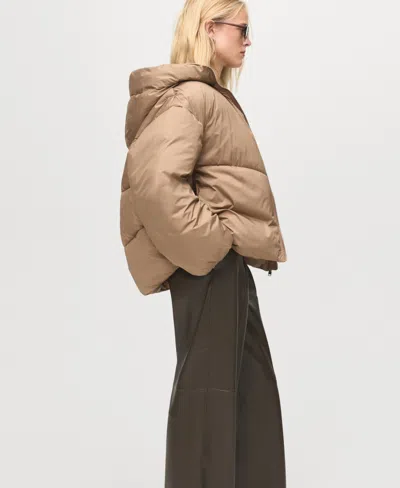 Mango Women's Short Oversized Hooded Anorak Coat In Brown