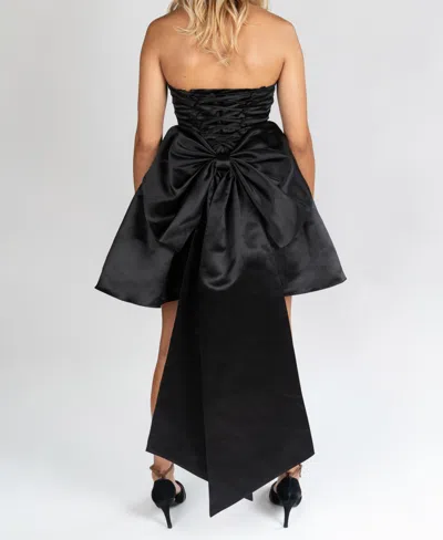Dear Moon Juniors' Cowl Neck Bow Back Dress In Black