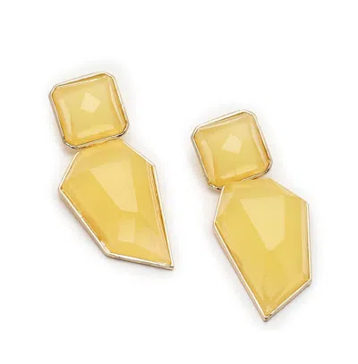 Sohi Women's Yellow Abstract Stone Drop Earrings In Yellow